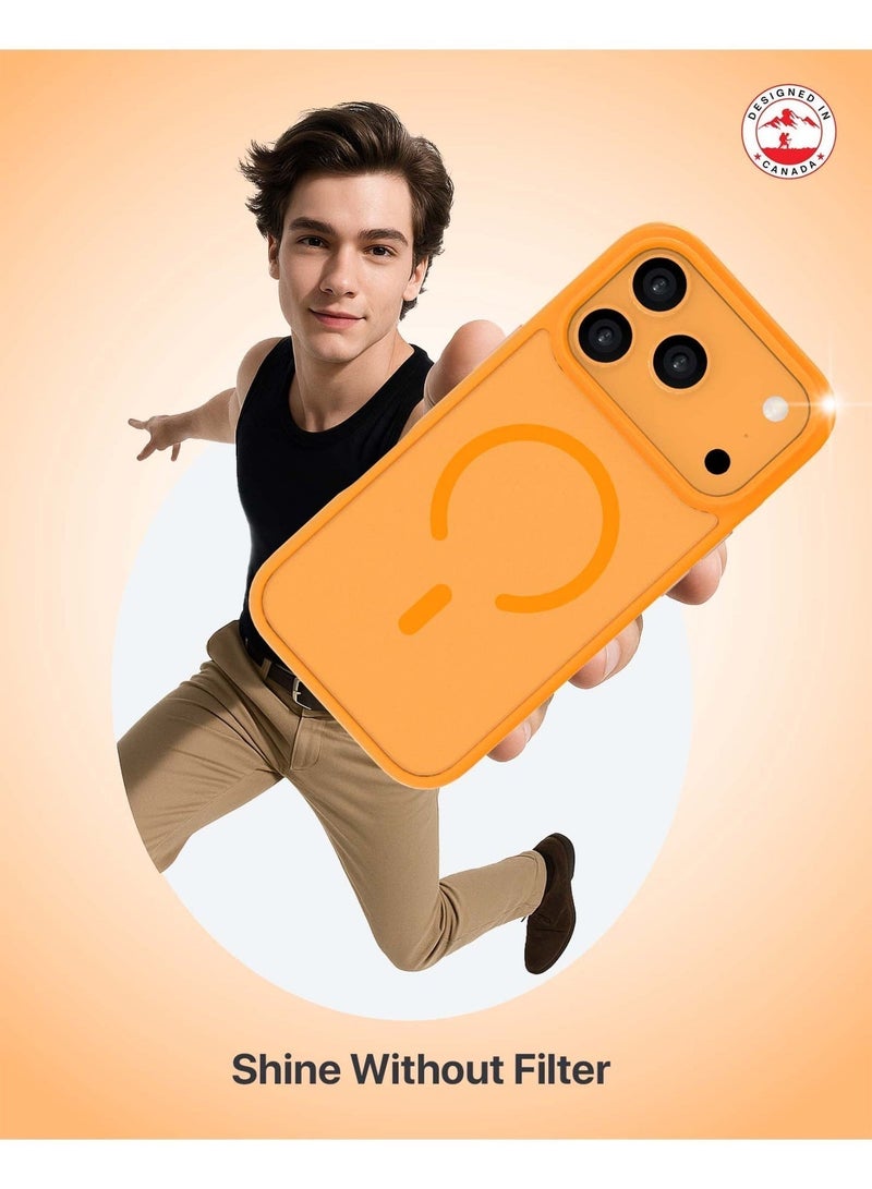 INFINYTY iPhone 17 Pro Frosted Soft Case Gleam Orange, Hybrid Matte Finish with Soft-Touch Grip, MagSafe Compatible with Strong N52 Magnet, Ultra-Slim, Air-Cushion Corners, Raised Edges, Military-Grade Drop-Tested, Anti-Fingerprint, Infinyty Lite - Image 3